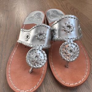Jack Rogers Metallic Silver Sandals